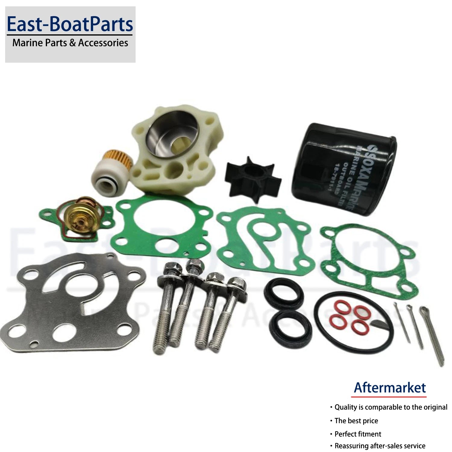 Service Parts Kit for Yamaha Outboard 50HP F50B (1996–2002) - Impeller, Thermostat, Filter