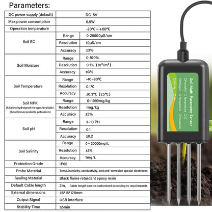 USB Soil Tester for Android and Hongmeng with Waterproof Metal Probe