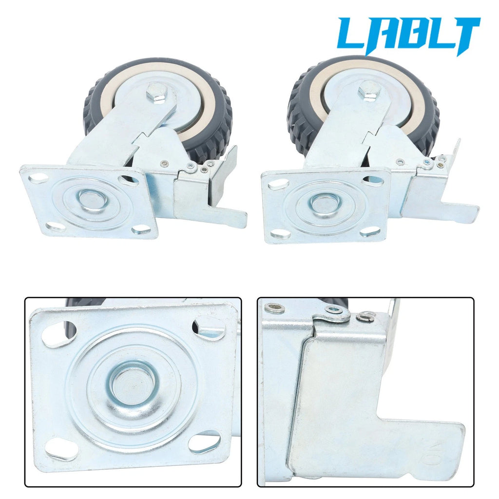 4 Pack 6" PU Casters with 2 Straight & 2 Swivel Wheels with Brakes