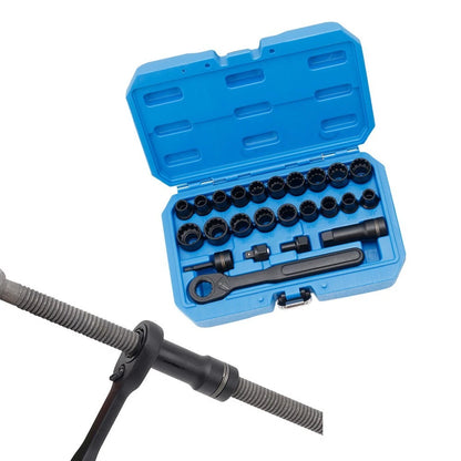 Socket Wrench Set for Compact Carrying Case (Hex & 12-Point Drive)