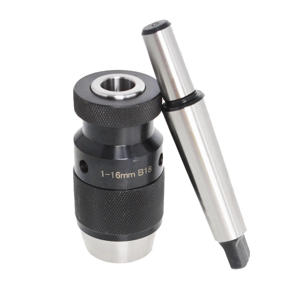 Keyless Precision Self Tighten Lathe Drill Chuck & Taper Arbor for MT3-B18 (1-16)