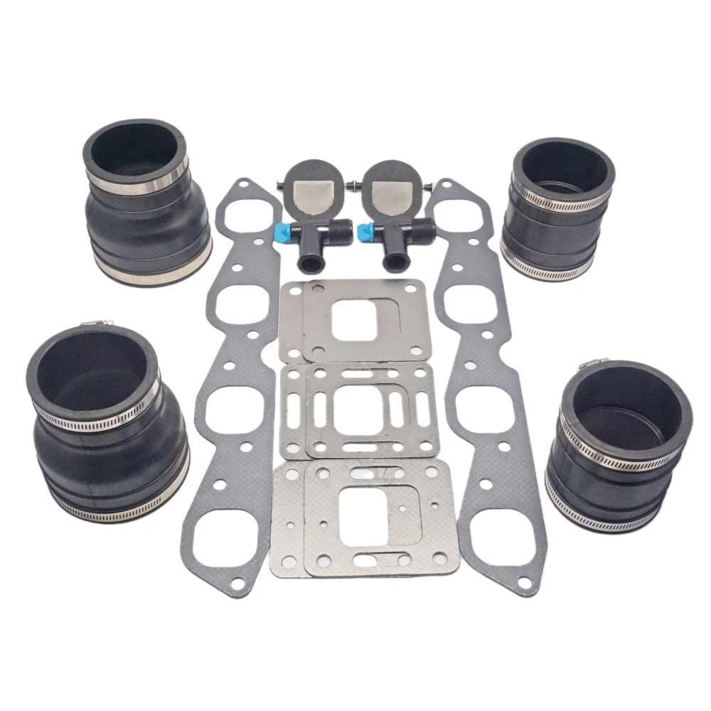 2 Sets Exhaust Manifold Kit for Mercruiser 330-370 V8 GM 454 502 CID (1981–2023)