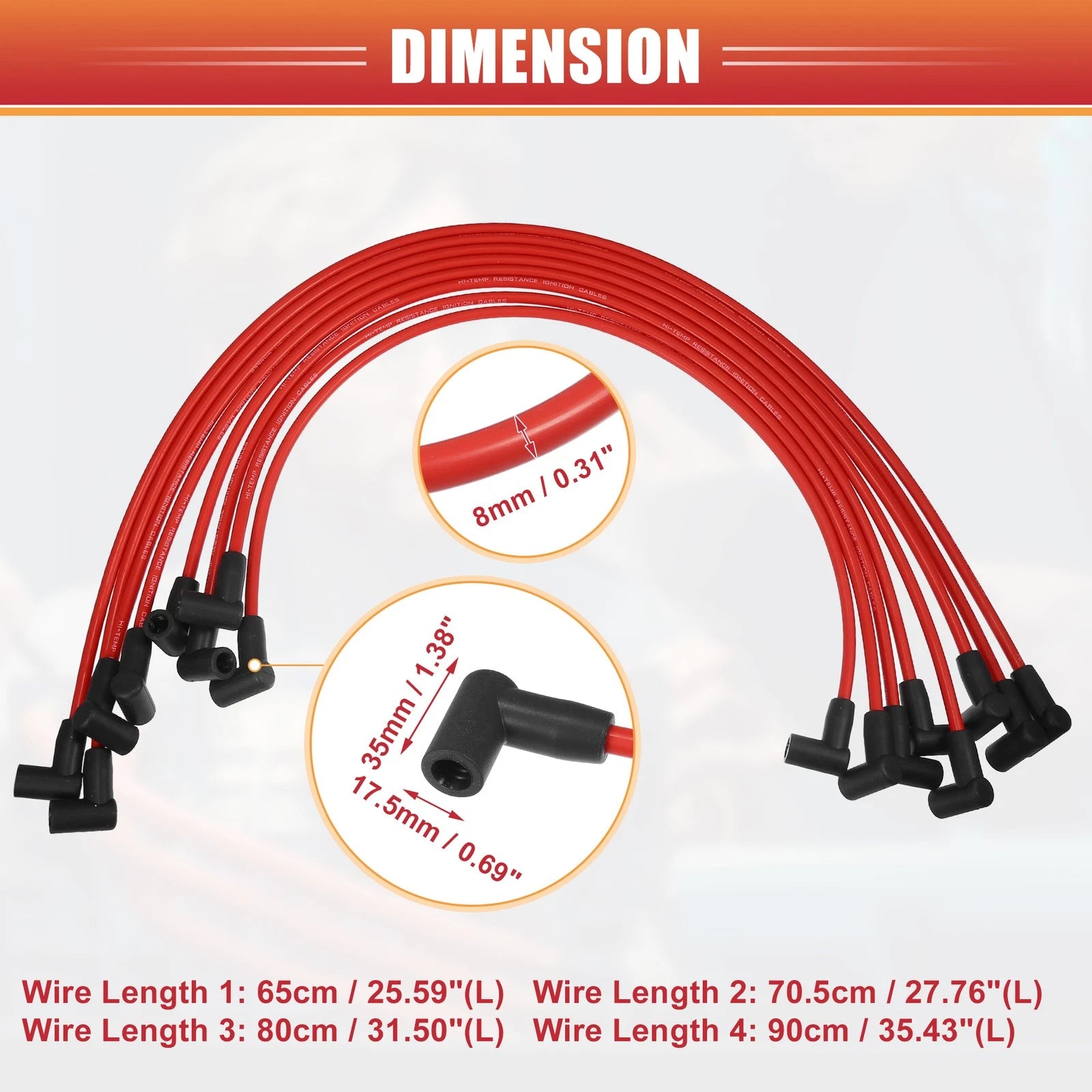 8pcs Spark Plug Wire Ignition Coil Cable for Chevy Small Block (HEI)