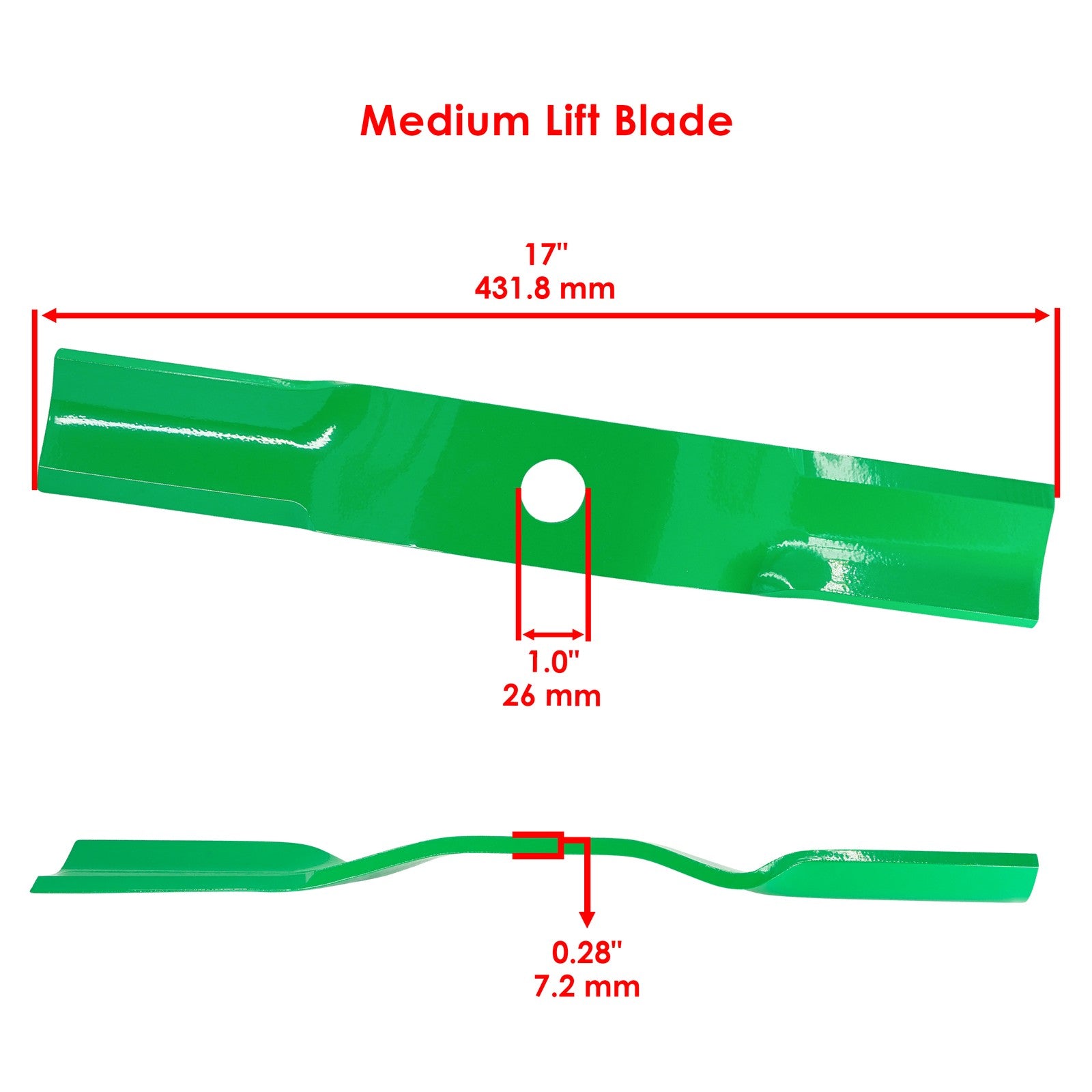 Deck Spindles Replacement with 16 7/8 in Medium Lift Blade for Land Pride AFM42 (2012–2022)