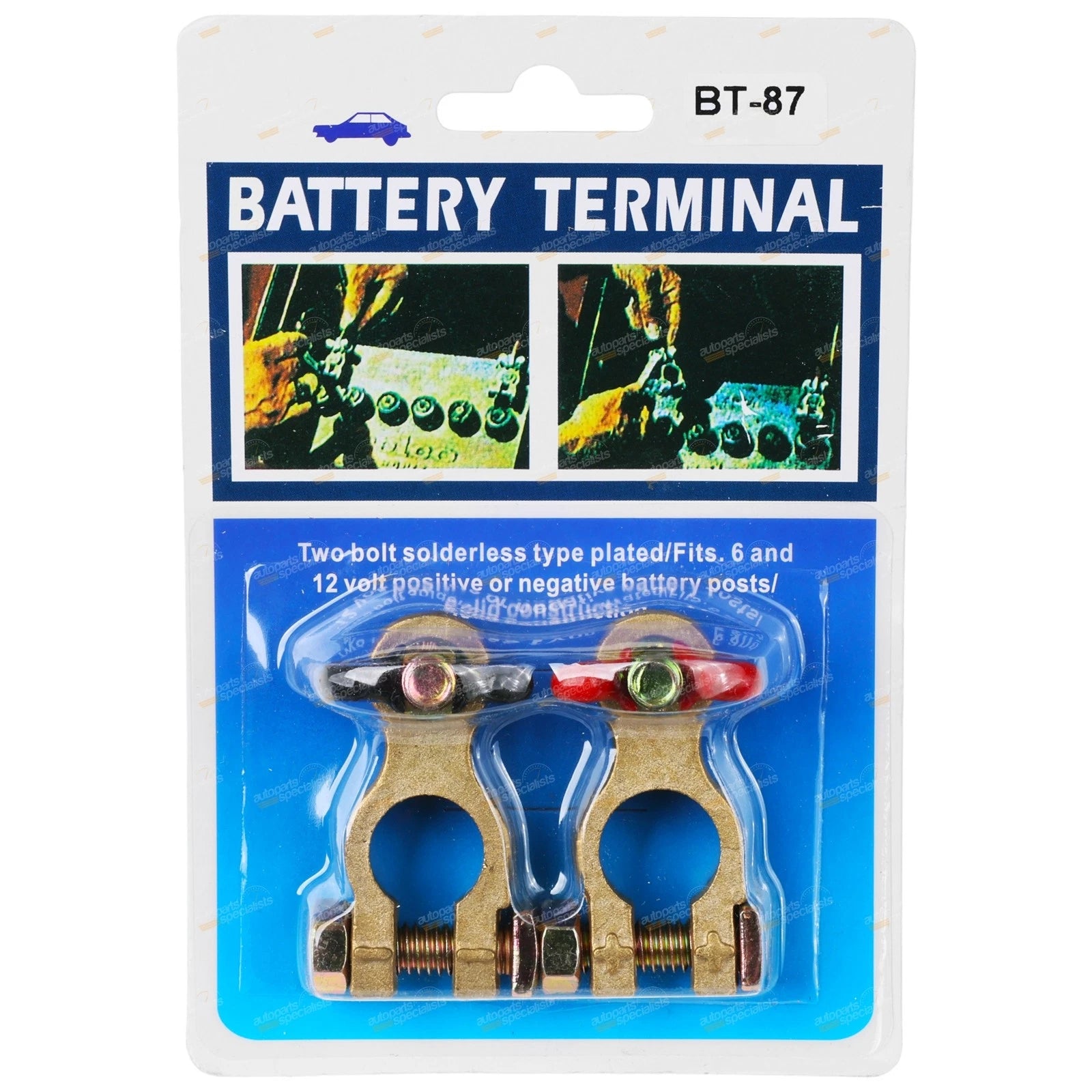 2 Bolt Solderless Battery Terminals for Universal Applications (Various Sizes)