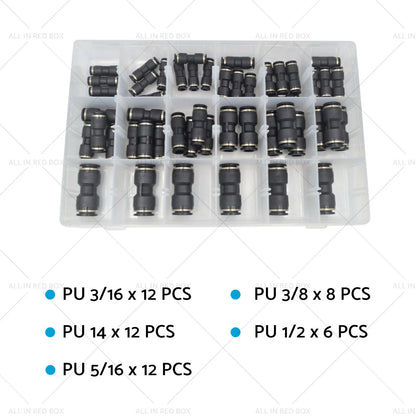 50pcs Pneumatic Push In Air Line Hose Joiner Quick Connect Kit