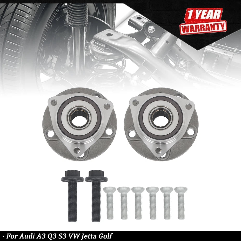 2X Wheel Hub Bearing Assembly for Audi A3 Q3 S3 VW Jetta Golf (2013–2020)