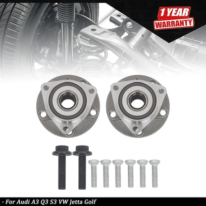 2X Wheel Hub Bearing Assembly for Audi A3 Q3 S3 VW Jetta Golf (2013–2020)
