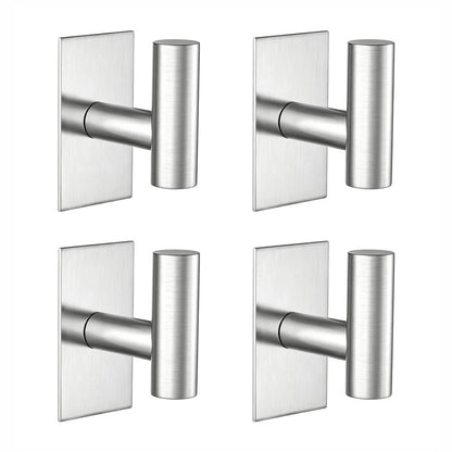 4X Stainless Steel Towel Hooks for Home Use - Matte Black, Rounded Edge