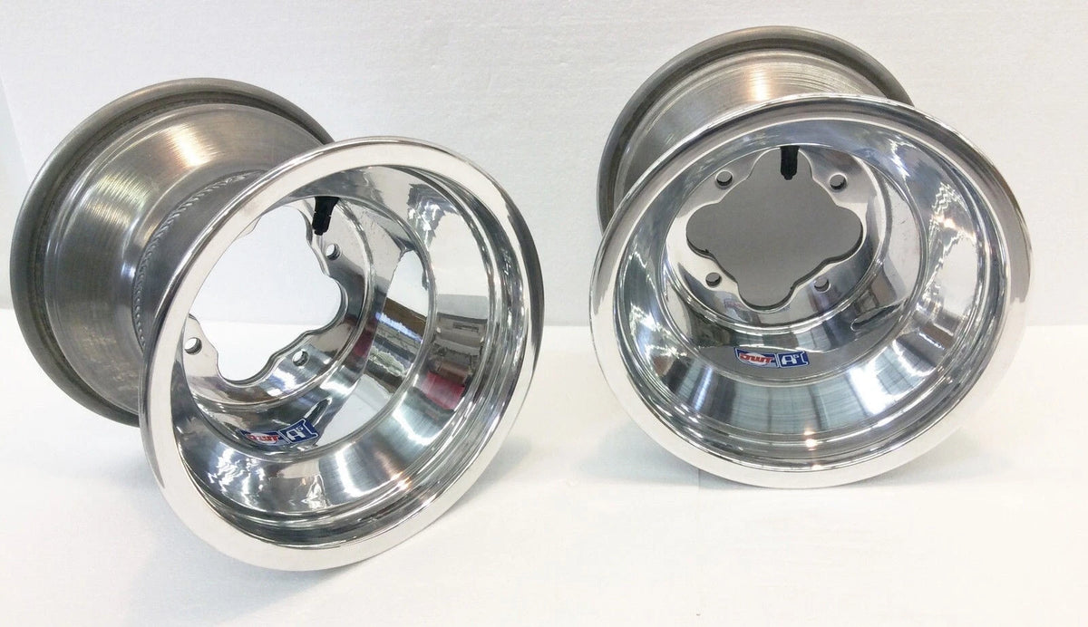 DWT Polished A5 8" Rear Wheels for Yamaha YFZ450 Banshee Raptor 700 660 250 125