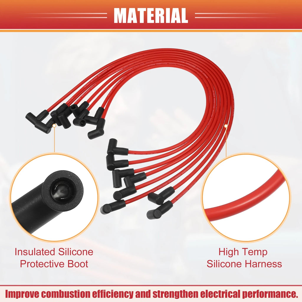 8pcs Spark Plug Wire Ignition Coil Cable for Chevy Small Block (HEI)