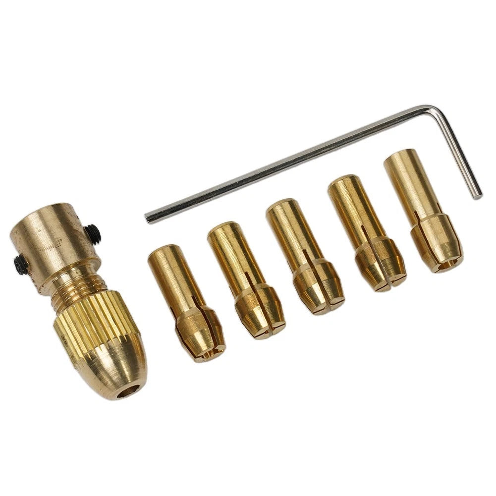 7X Brass Collet Drill Chucks Adapter for Motor Shaft Accessories