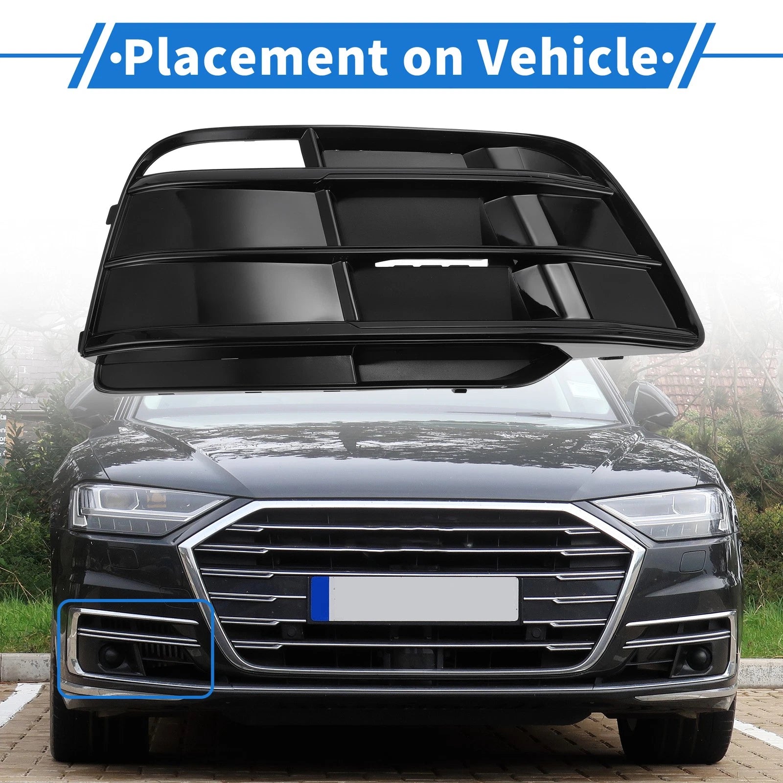 Front Right Fog Light Grill Replacement for Audi Q5 SQ5 (2018–2022)