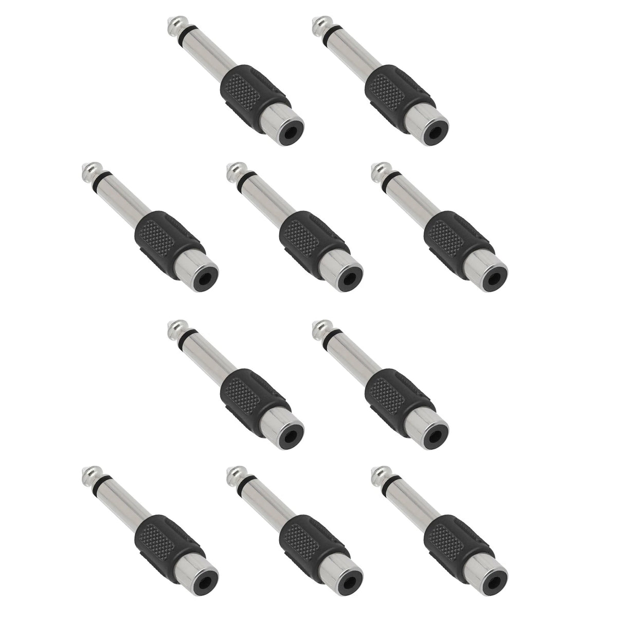 RCA F Jack to 1/4" M Mono Plug Audio Stereo Adapter Connector (10 Pack)