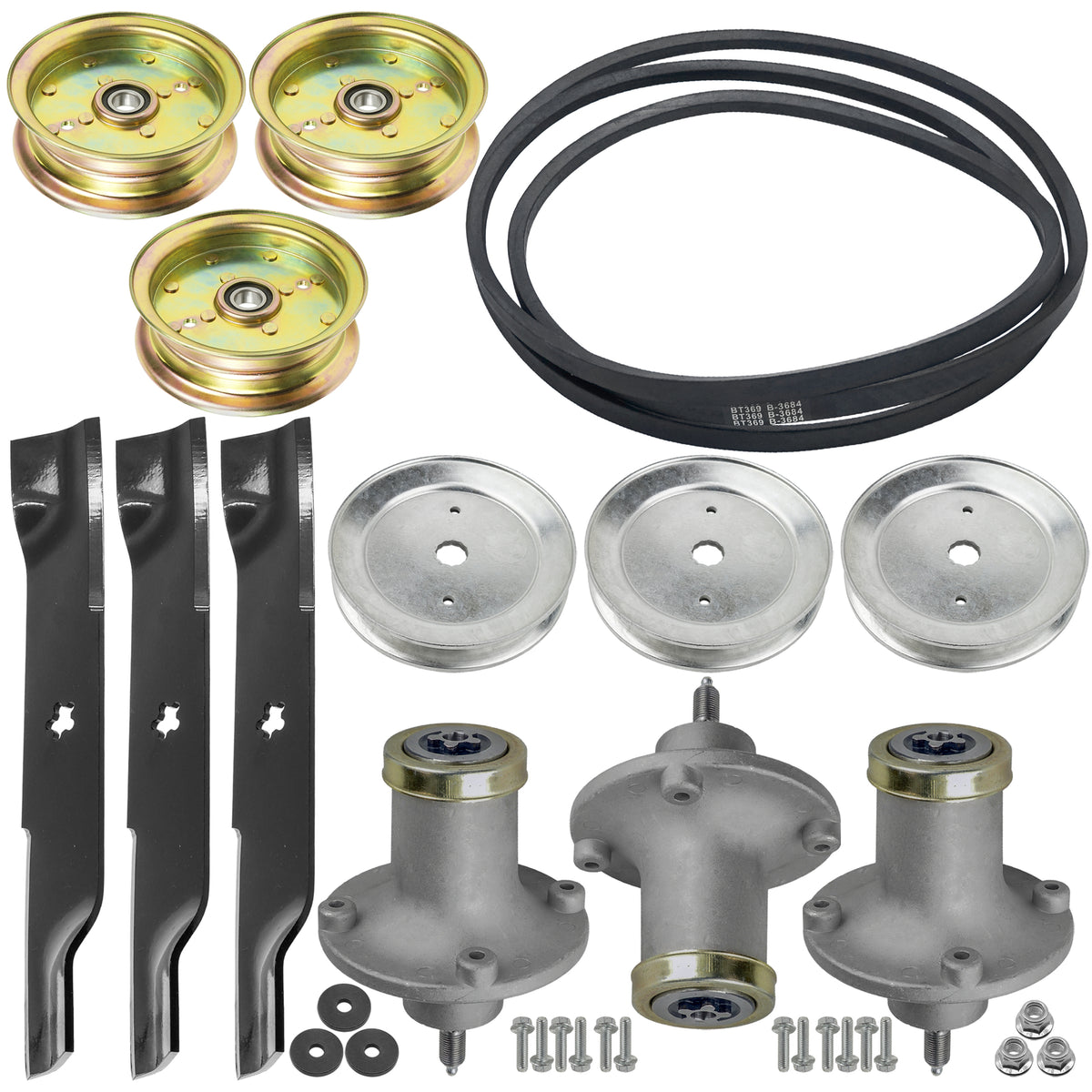 Deck Spindle Pulley & Blade Replacement Kit for Husqvarna EZ4819 EZ4822 (48")