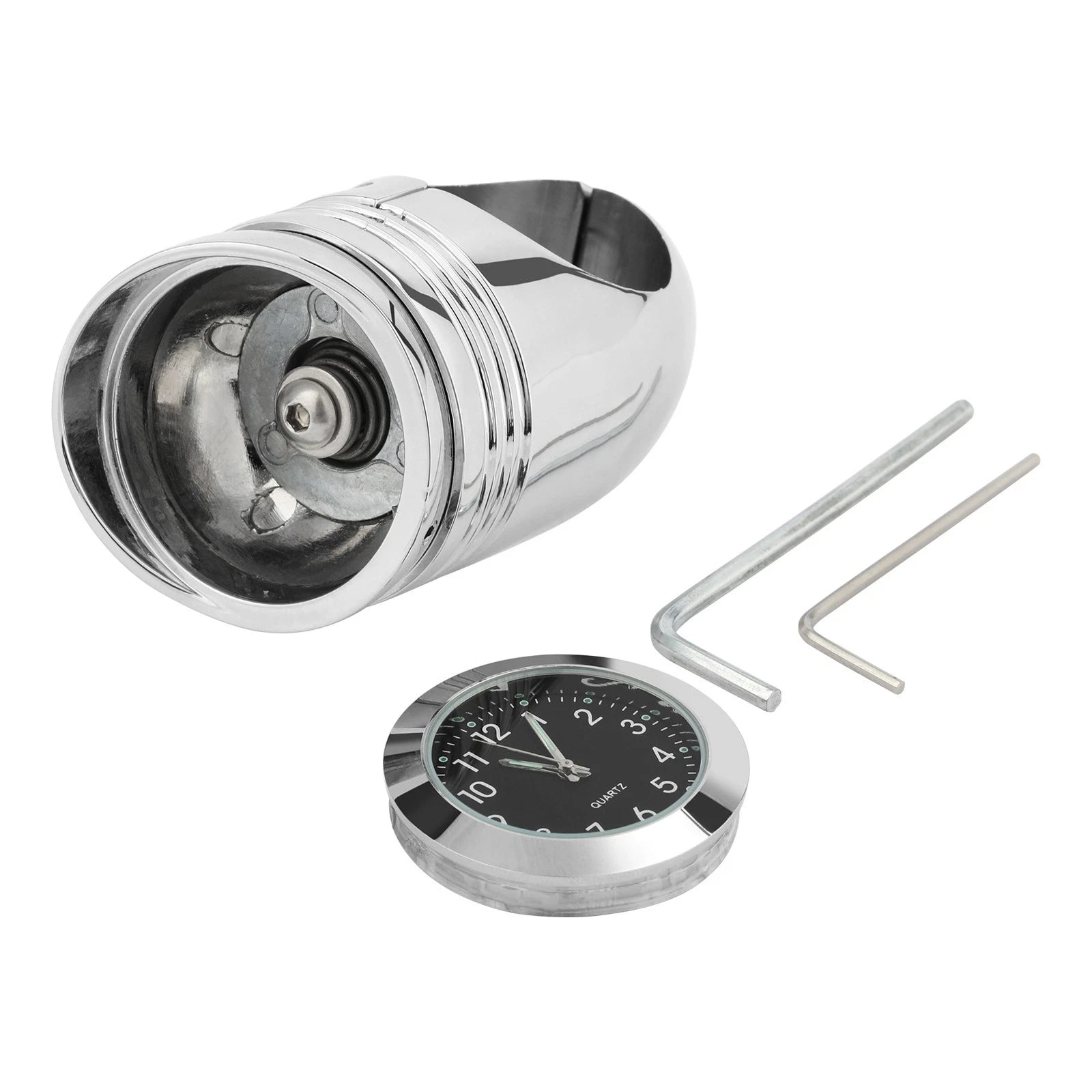 Chrome Handlebar Mount Clock for Harley Custom Motorcycle (1 1/4")