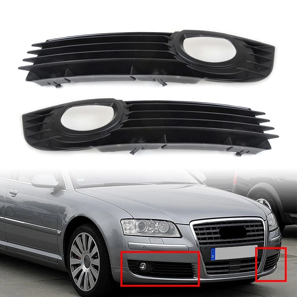 2X Front Fog Light Bumper Grille for Audi A8 Quattro (2006–2008) 4E0807681 Black
