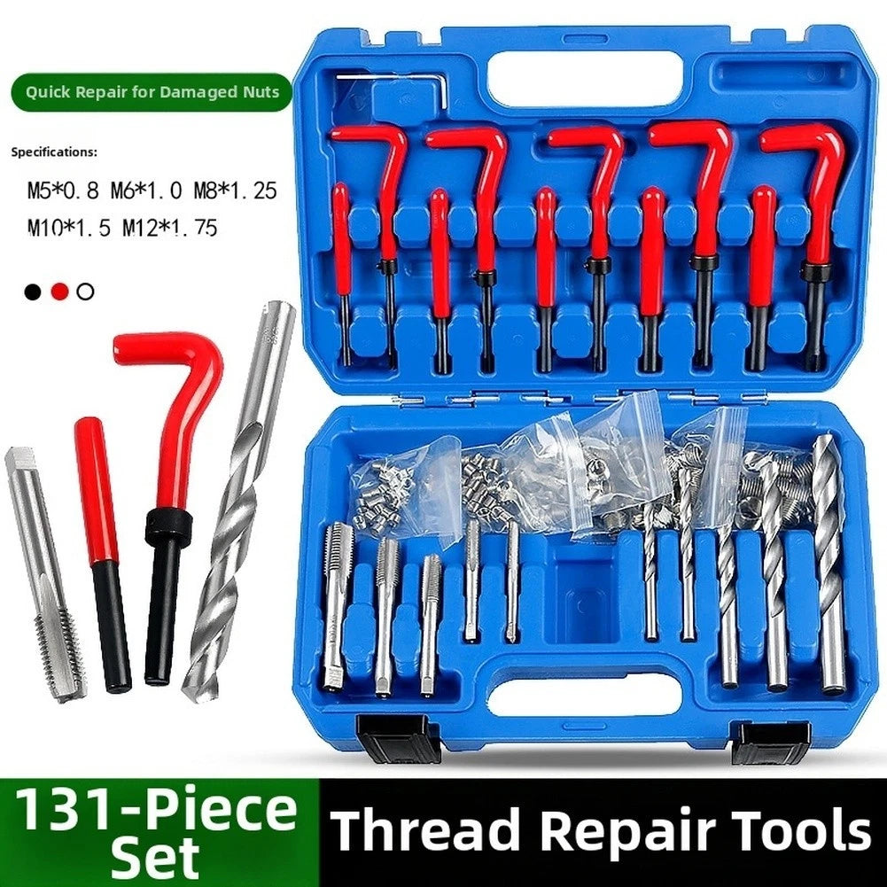 Thread Repair Kit for Garage Repairs (Multi-size, Portable Case)