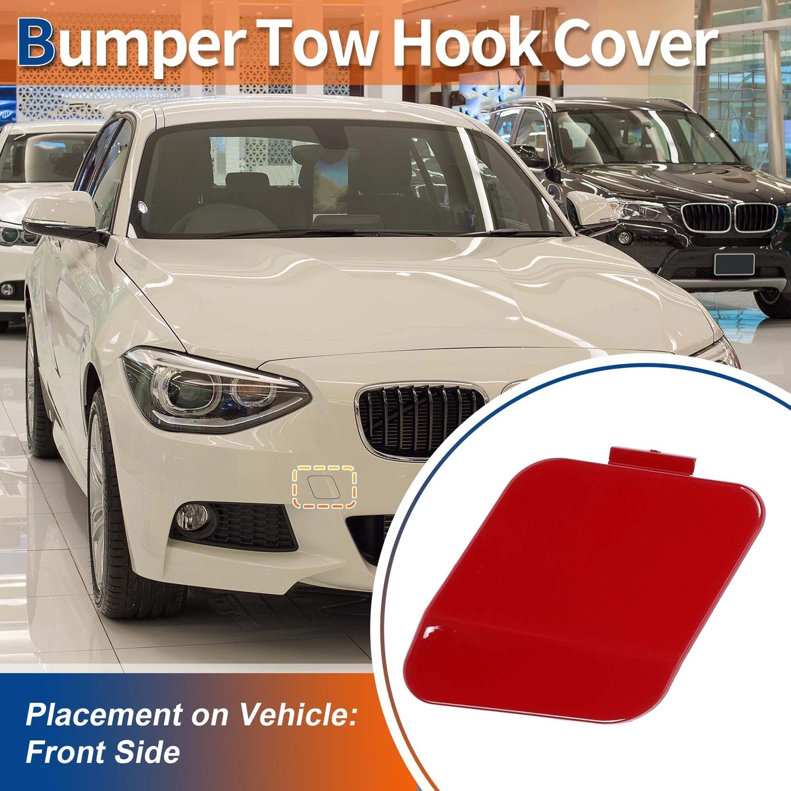 Front Tow Hook Cover Replacement for BMW 114i 12-14 (Crimson Red)