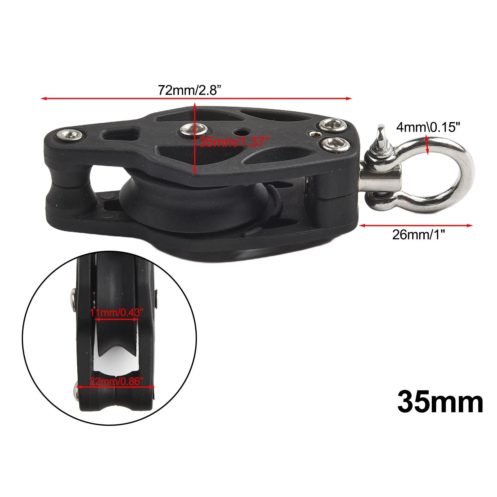 35mm Swivel Sailing Block with Load Control for Marine Accessory