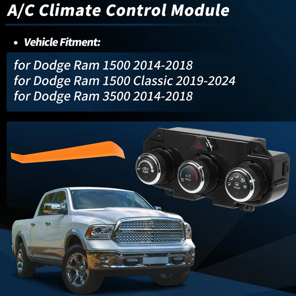 A C Heater Climate Control Module Panel Replacement for Dodge Ram 1500 (2014–2018)