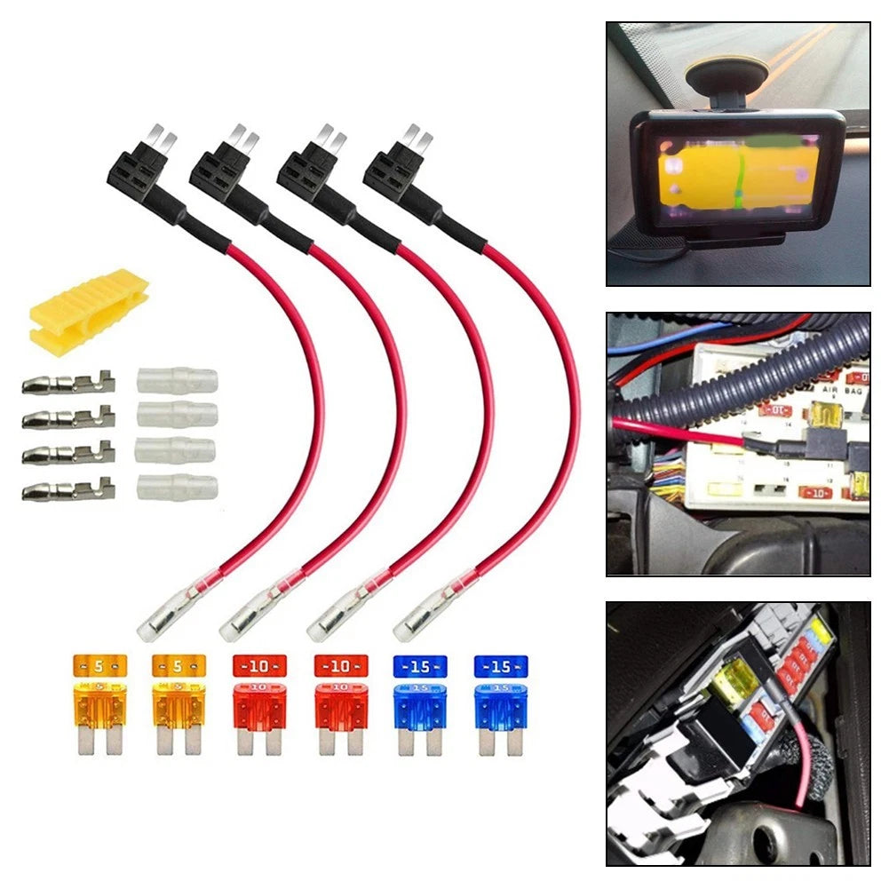 4Pcs AddACircuit Fuse Holder & Wire Harness for Universal Applications