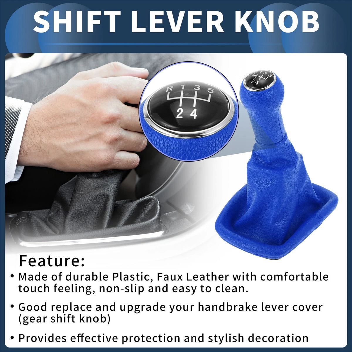5 Speed Manual Gear Shifter Knob with Cover for VW Bora (1999–2005) Blue