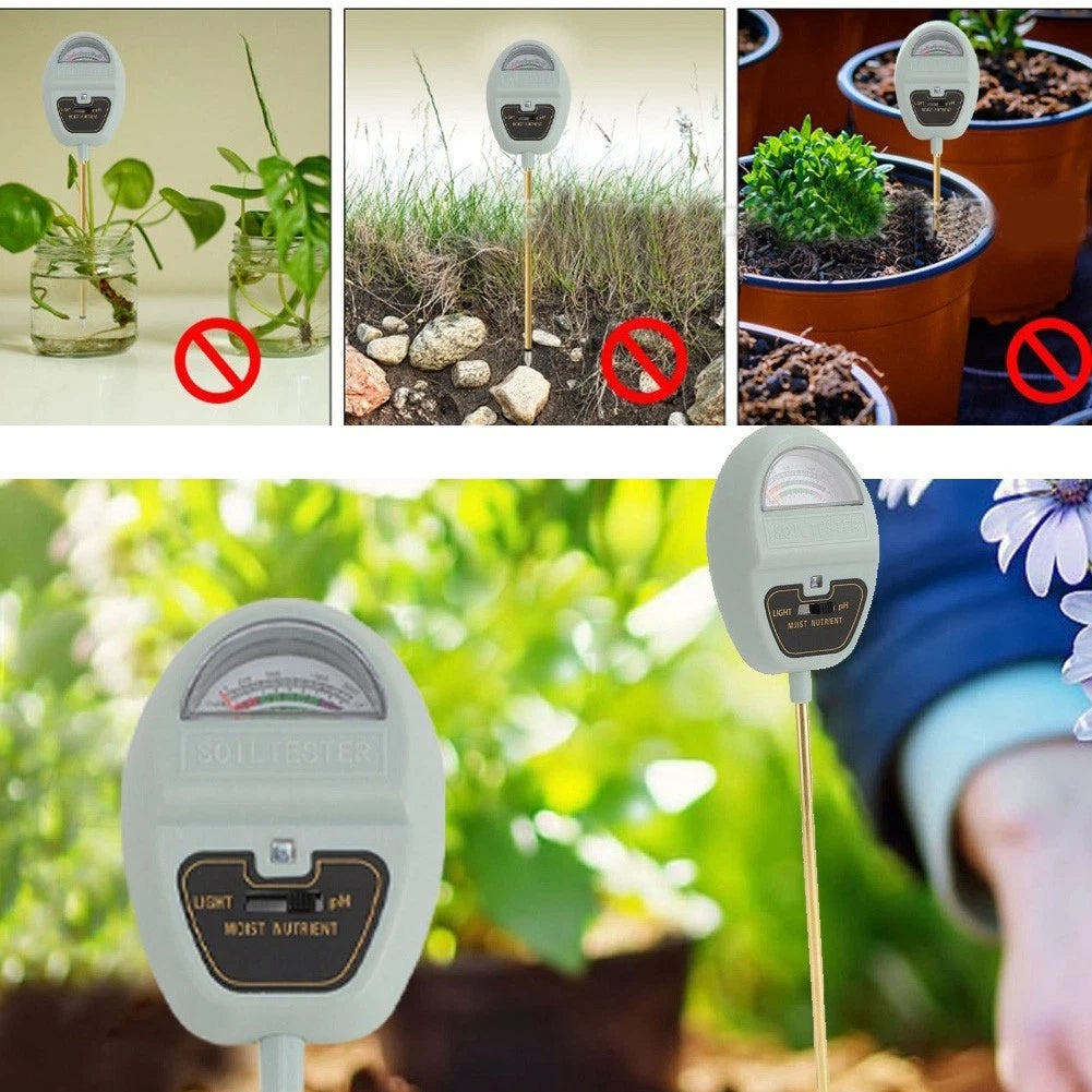 4X Soil Tester with Dual Probe for Moisture, pH & Sunlight Levels