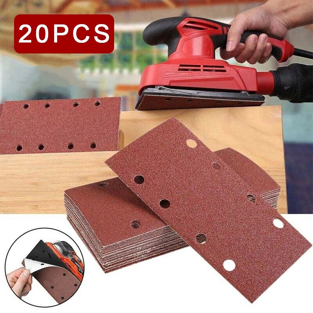 20Pcs Sandpaper Sheets for Hook & Loop Sanding (Mixed Grits)