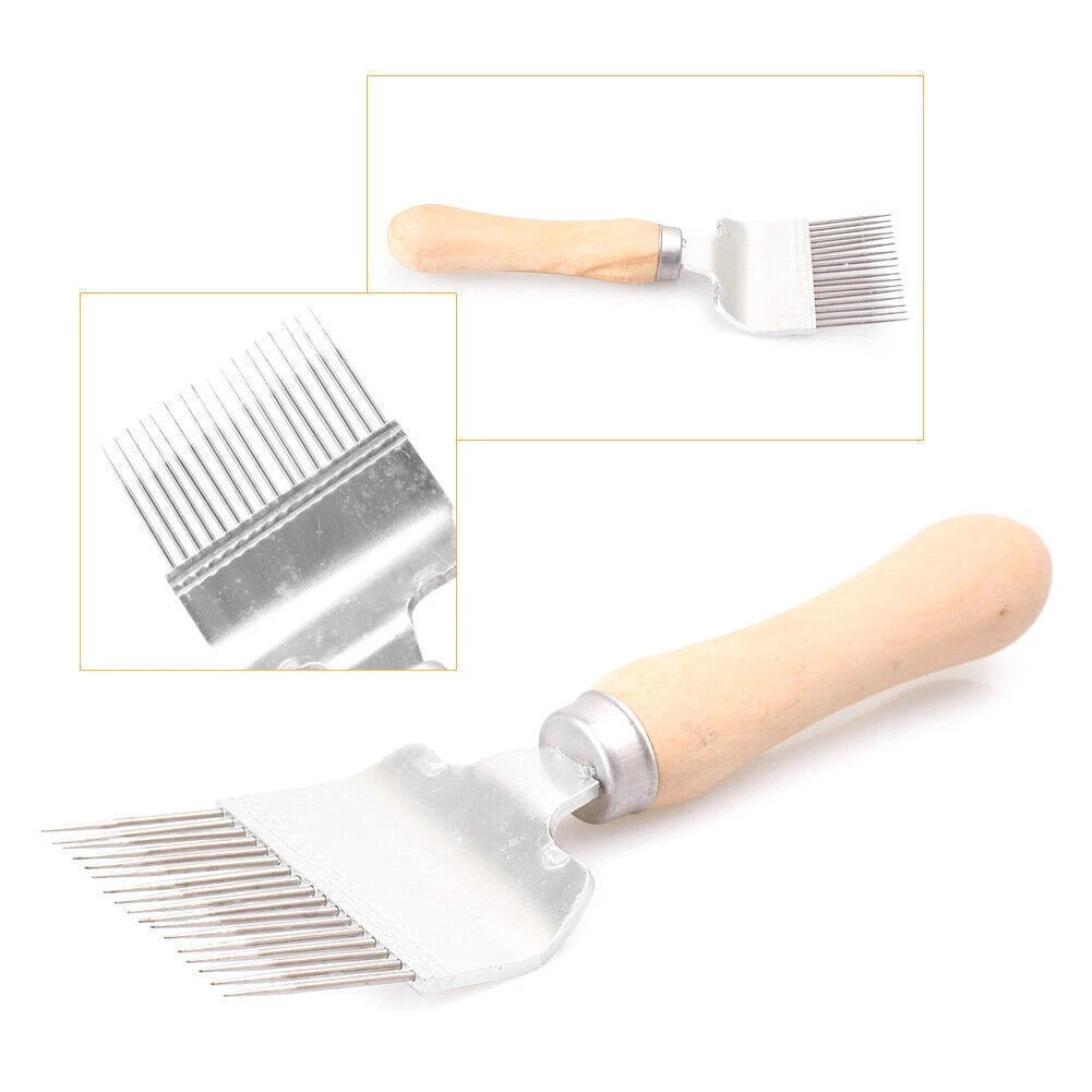 7.09inch Beekeeping Uncapping Sunken Honeycomb Fork Tool Needles Tine Wooden