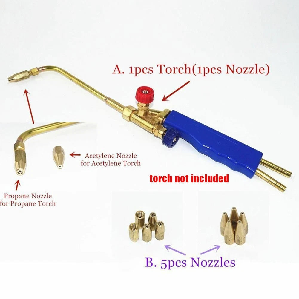 5X Nozzle Set for Gas Brazing Torch (Oxygen, Propane, Acetylene)