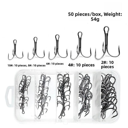 50pcs Treble Hook Set for Lure Replacement #2 to #10