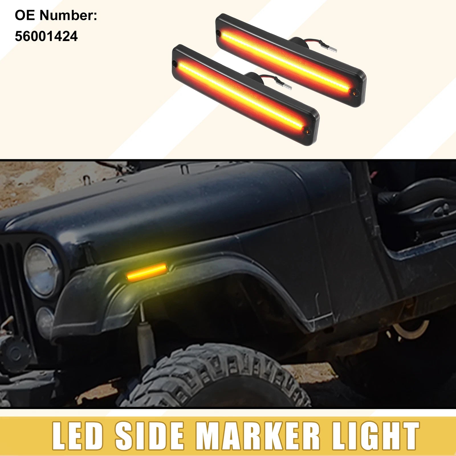 Front LED Side Marker Light 56001424 for Jeep (1 Pair)