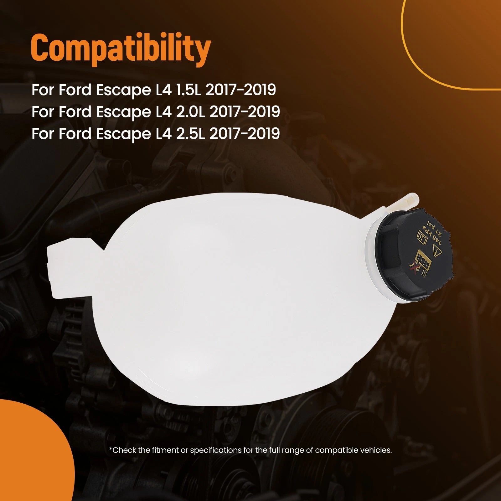 Engine Coolant Overflow Tank Reservoir for Ford Escape (2017–2019) GV618A080AD