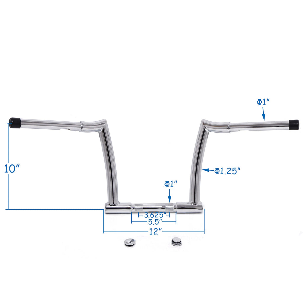 10'' Chrome Chizeled Z-Bar Handlebars for Harley FLD (2012–2016), FXDB (2013–2017)