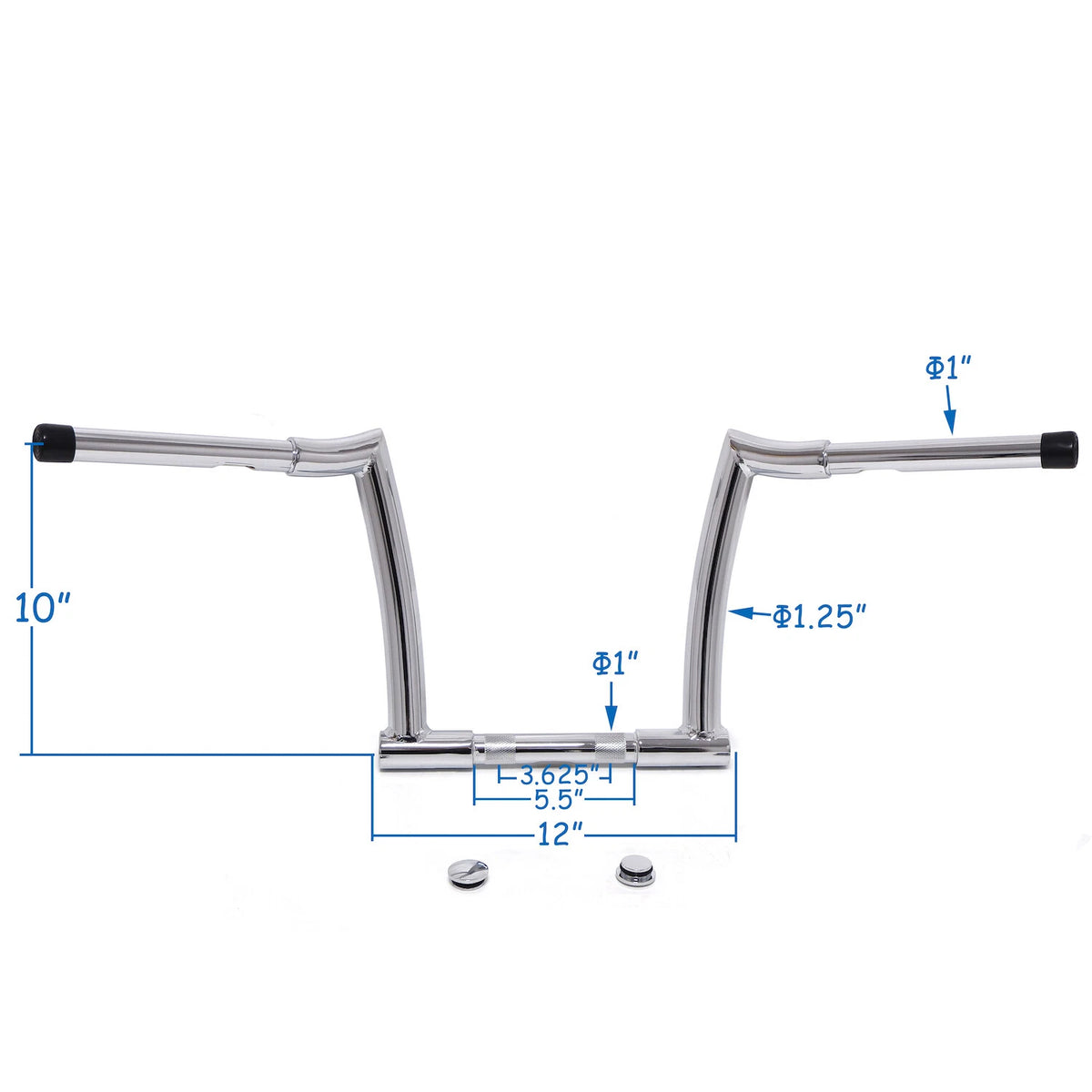 10'' Chrome Chizeled Z-Bar Handlebars for Harley FLD (2012–2016), FXDB (2013–2017)
