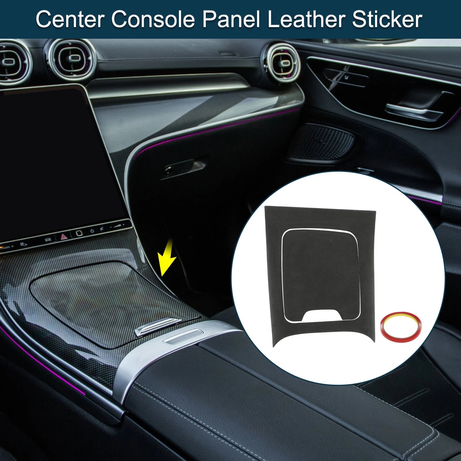Center Console Panel Sticker Matte Black for Mercedes-Benz C-Class (2022–2024)