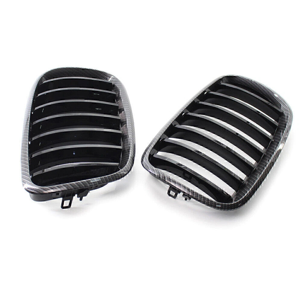 Carbon Style Grille for BMW X5 X6 E70 E71 (2008–2013) Gloss Black
