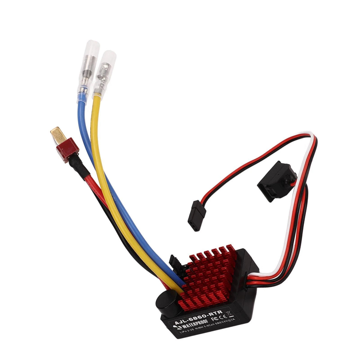 Brushed ESC 60A Waterproof Electronic Speed Controller for RC Car (6V/2A)