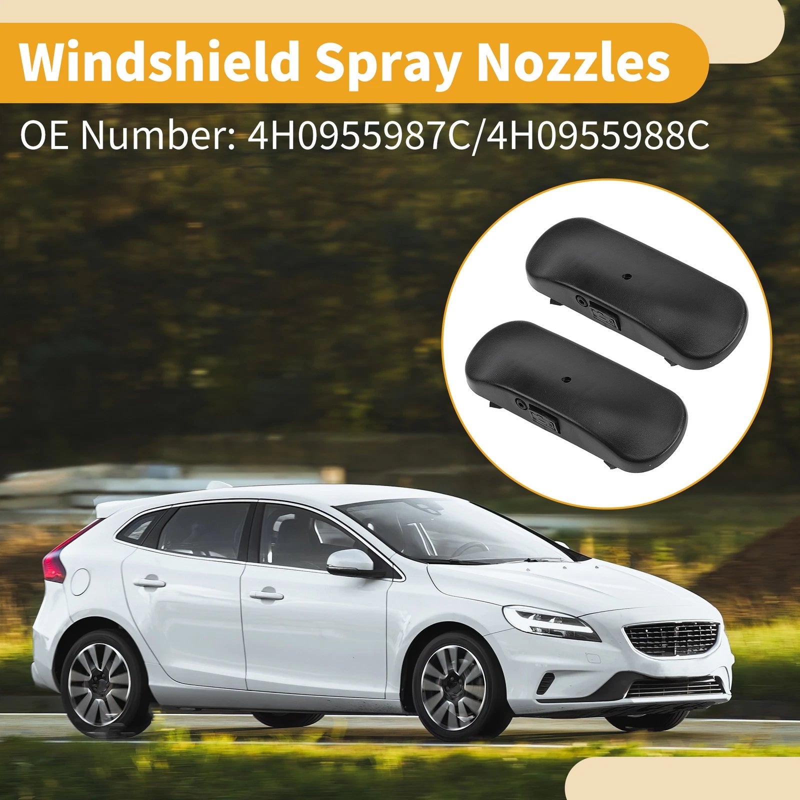 Front Windshield Washer Nozzle Replacement for Audi A8 2015–2020 Black 2 pcs