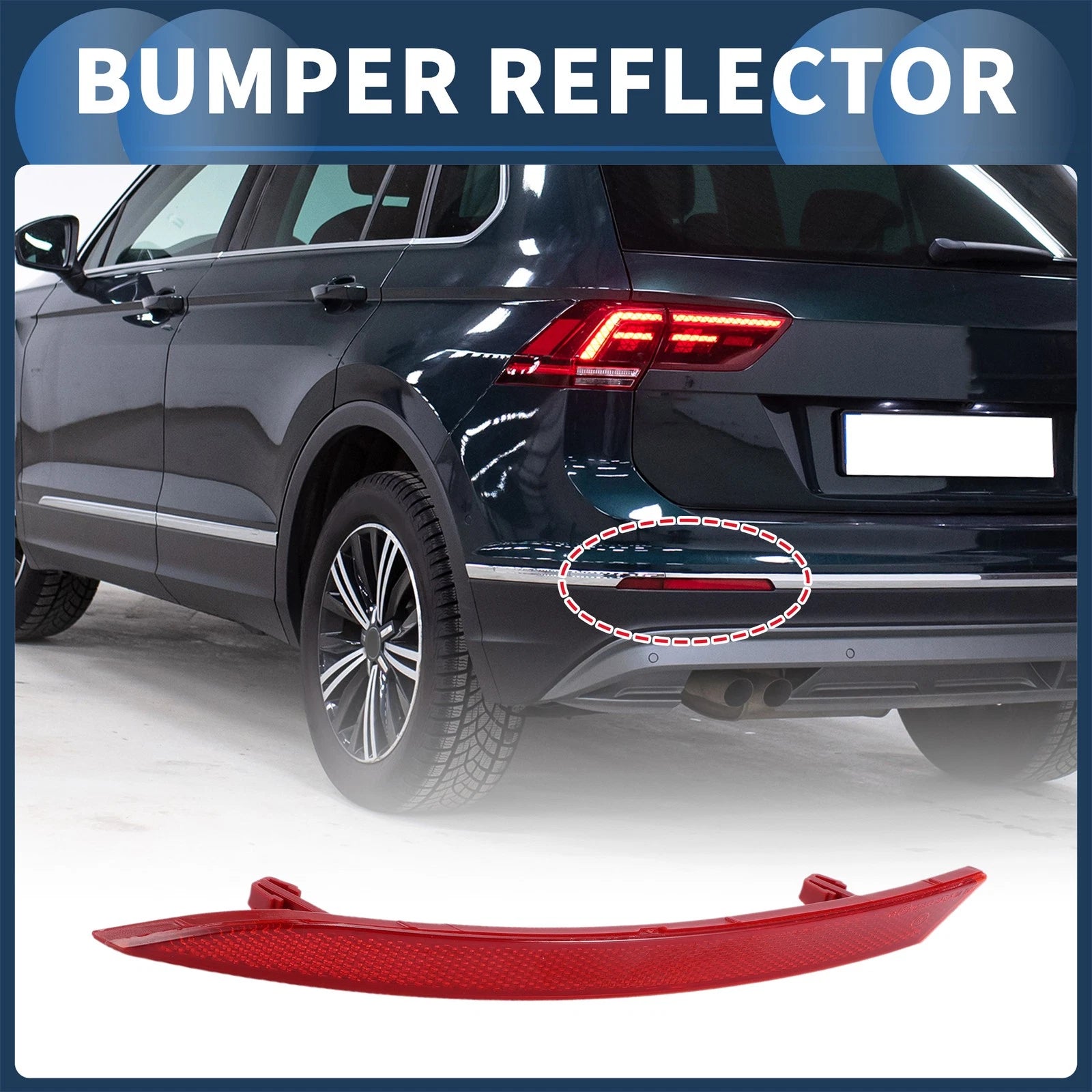 Bumper Reflector Rear Left Replacement for Volkswagen CC (2008–2012) Plastic