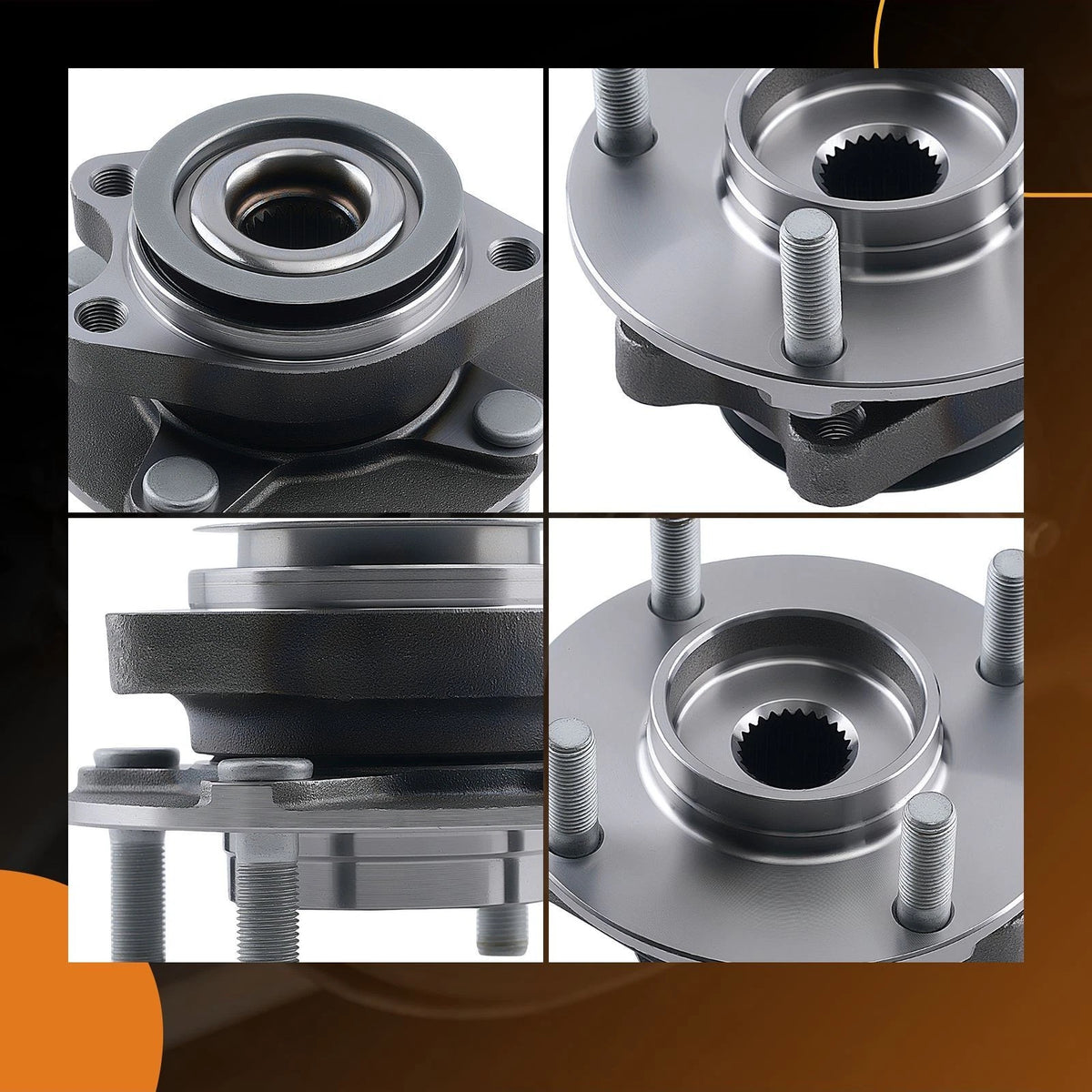 Front L&R Wheel Hub & Bearing Assembly for Nissan Versa (2007–2012) WE60515 ABS