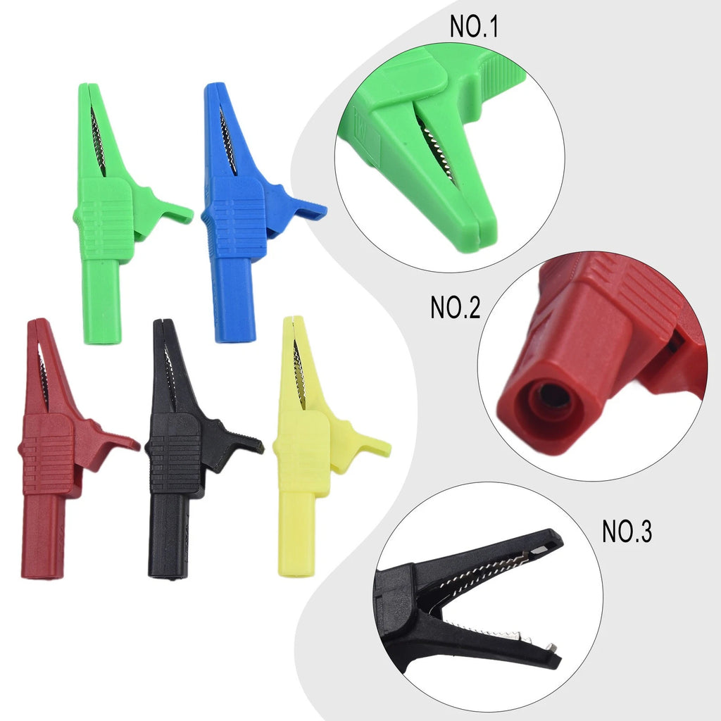 Pack of 5 Copper Crocodile Clips for Multimeter Testing