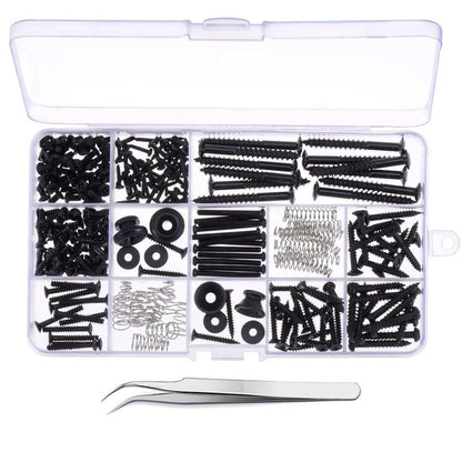 254 Pcs Electric Guitar Screw Strap Button Assortment + Tweezers for Strat