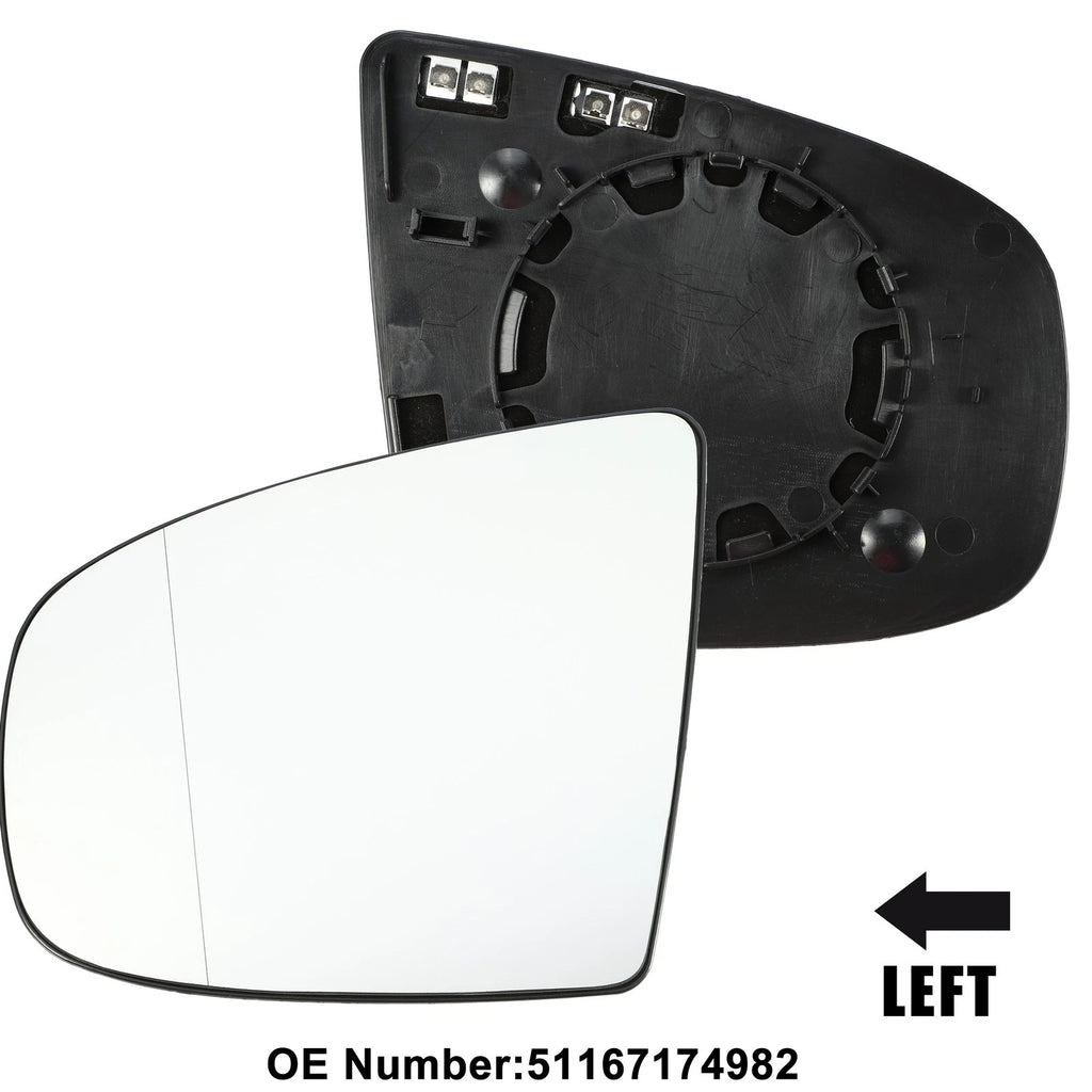 Left Mirror Glass Replacement with Backing Plate for BMW X6, X5 (2008–2014)