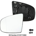 Left Mirror Glass Replacement with Backing Plate for BMW X6, X5 (2008–2014)