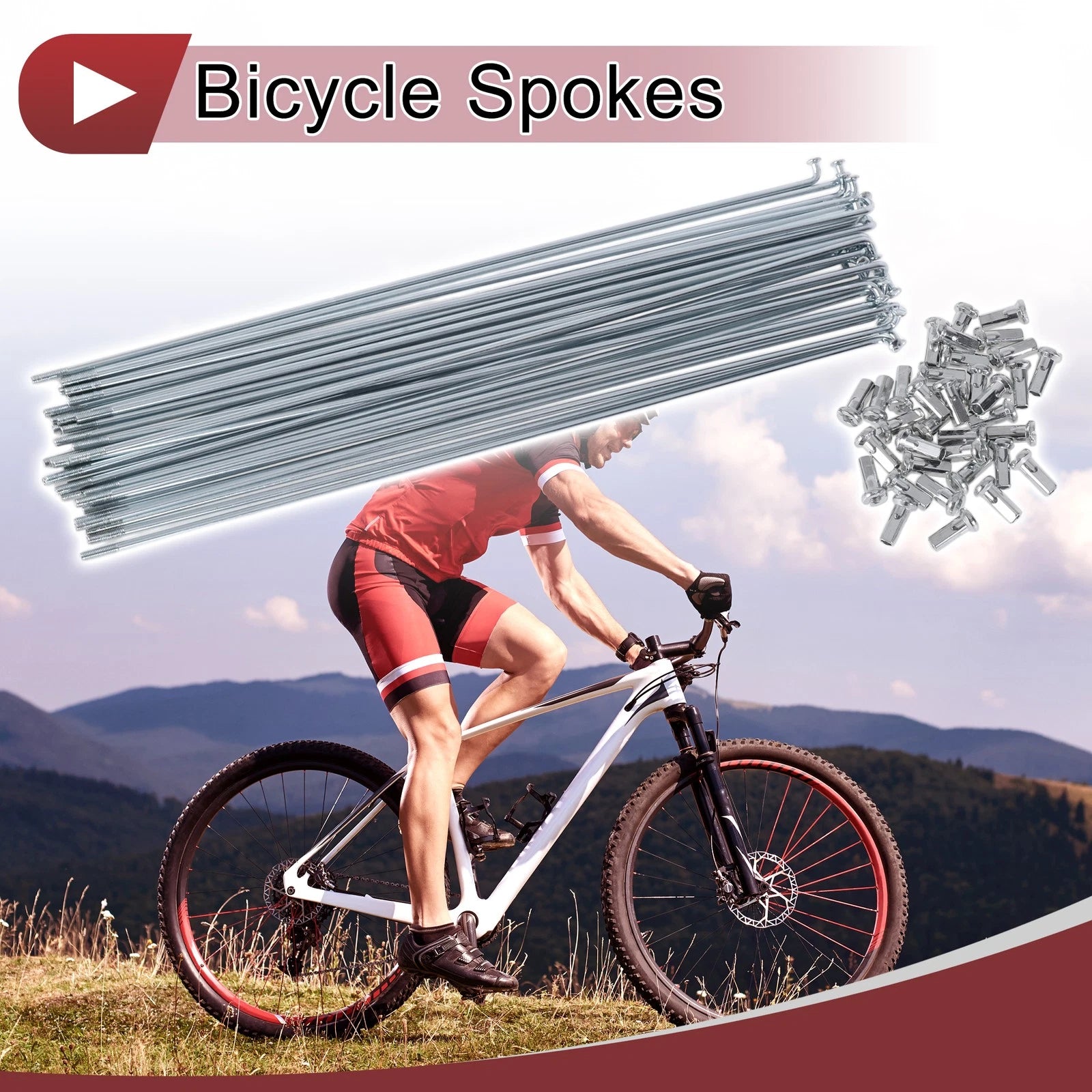 Bicycle Wheel Spokes Set 255mm Steel Galvanized for 12G 45 Spokes