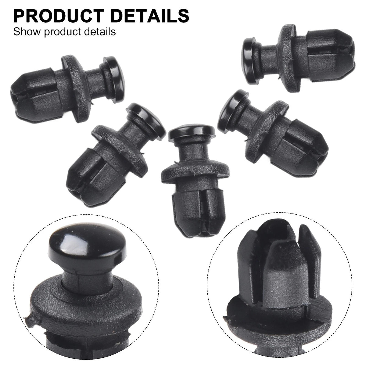 Set of 10 Car Fairing Clips for Bodywork (8mm Hole, Black)