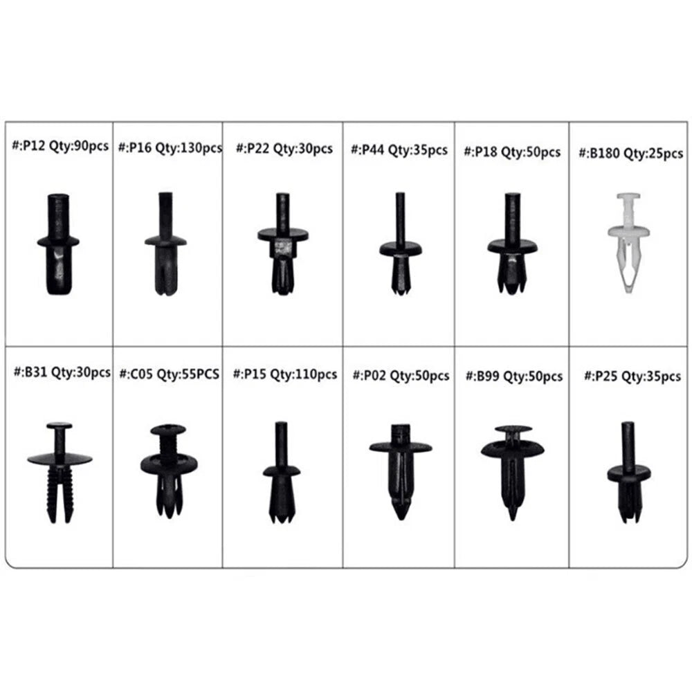 Set of 690 Push Pin Rivet Trim Clips for Universal Applications