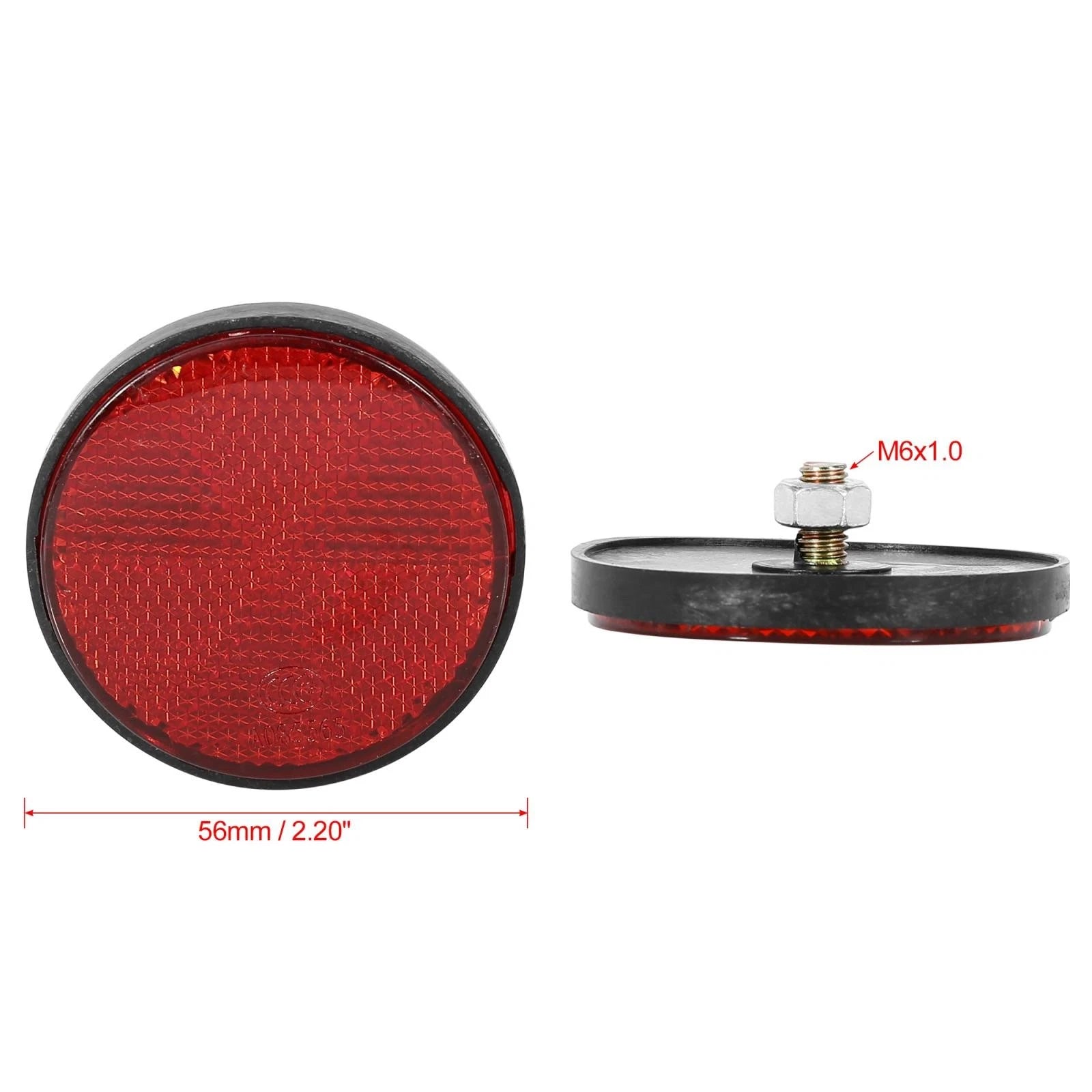 Warning Reflector Screw Mount Replacement for Motorcycle Bike M6x1.0 Red (Universal)